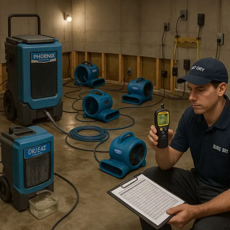 Structural Drying and Dehumidification process in Wood-Ridge, NJ